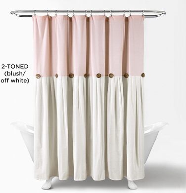 Шторка для душу Lush Decor з льону, 183 x 183 см, сірий та білий (Blush & White)
