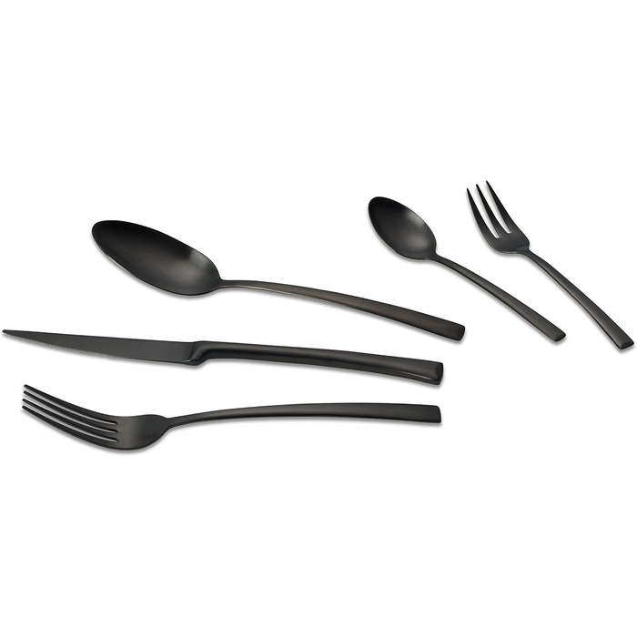ECHTWERK Tableware Set Avelino, Black Edition, 20-piece, cutlery set for up to 4 people, 18/10 stainless steel, matte finish, high-quality cutlery set, for dining table, table decoration for weddings & festive occasions.