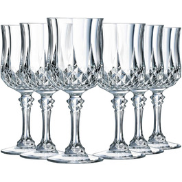 Cristal d'Arques Paris Longchamp - Wine Glass 25cl - Set of 6 - made of Kwarx - reinforced packaging - Shine, transparency, and high resistance, Clear
