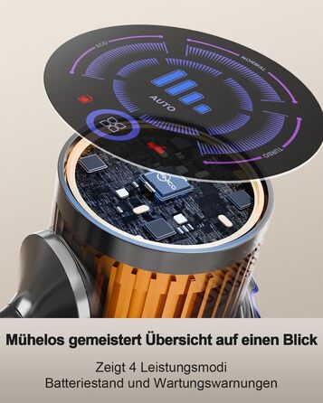 PINICO Бездротовий акумуляторний пилосос 550W з автоматичним режимом та щіткою Anti-Tangle, для твердих підлог, килимів та шерсті тварин (Blue+grey)