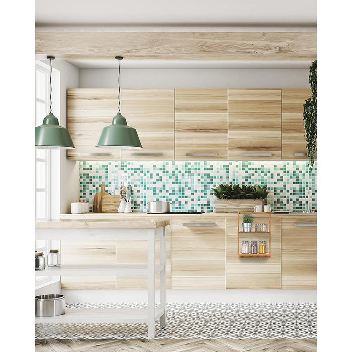 Relaxdays Shower Shelf made of Bamboo HxBxT: approx. 53 x 38 x 15.5 cm Shower shelf with 2 shelves made of moisture-resistant wood Hanging shelf for the bathroom as a practical hanging shelf with 4 towel hooks, natural