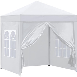 CLIPOP Pop Up Gazebo 3 x 3 m, Outdoor Folding Gazebo with 4 Side Walls and Carry Bag, UV Protection Garden Gazebo for Wedding, Outdoor, Camping, Beach (White)