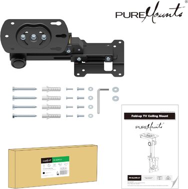 Настінна кріплення для телевізора PureMounts, 13-27 дюймів, поворотна, нахильна, регульована висота, VESA 100x100, чорний