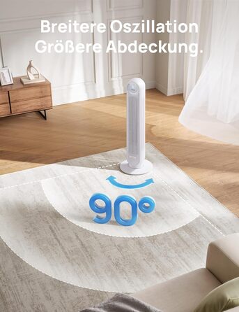 Турбо вентилятор Dreo з DC мотором, 20dB, 11 м дальності, 9 режимів, пульт дистанційного керування, таймер 12 годин, осциляція 90°, для спальні