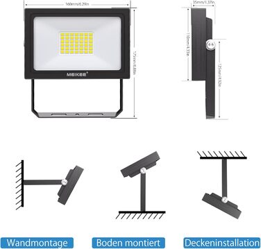 MEIKEE 35W LED Floodlights Outdoor 2 Pack 3000LM Super Bright Outdoor Floodlights IP66 Waterproof LED Floodlight 6500K Cool White LED Spotlight, Outdoor Light for Garden, Courtyards, Garage, Hotel, Sports Field