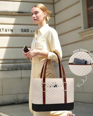 Сумка для ноутбука LOVEVOOK 15.6 дюймів, жіноча, універсальна, водонепроникна, для офісу, навчання, середнього розміру (17.3 дюйми, чорний, коричневий, білий)