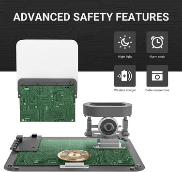 Бездротовий зарядний пристрій COLSUR 3 в 1: зарядка, нічник, будильник. Підтримка iPhone 16/15/14/13/12/11/X/8 Pro Max/Mini/Plus (Сірий)