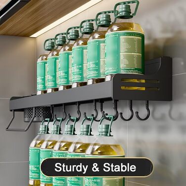 Настінна полиця для спецій, органайзер без свердління, полиці для спецій, тримач для спецій на клейкій основі, металева полиця для кухні, 50 см, сірий