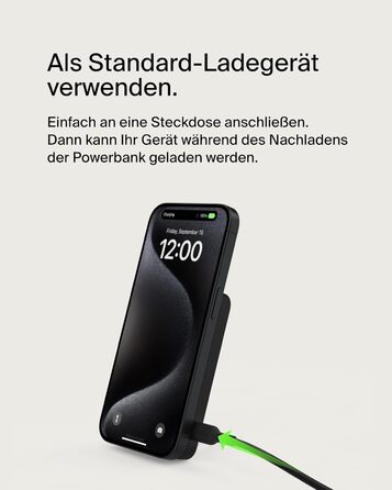 Belkin BoostCharge Pro Powerbank 5000mAh з Qi2 та MagSafe, чорний. Портативний зарядний пристрій з вбудованим підсвіткою, сумісний з iPhone 17, iPhone Air, iPhone 16, 15, 14, Pixel та ін.