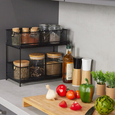 Relaxdays Kitchen Organizer with 2 Pull-Out Baskets