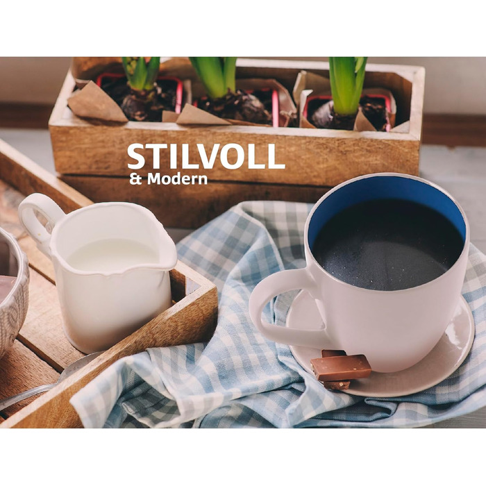 Набір кавових чашок Miamio Le Papillon (6 шт., 350 мл) - біло-червоний/біло-синій