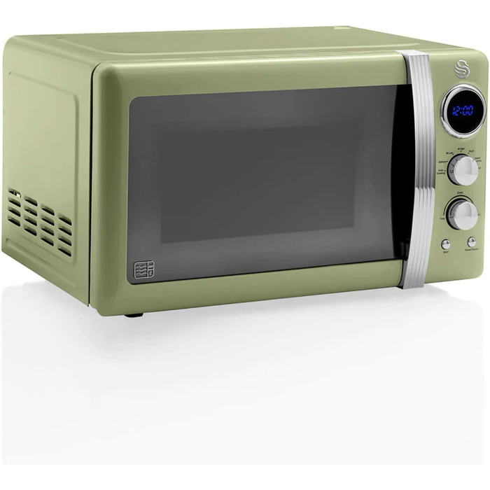 Мікрохвильова піч Swan Retro SM22030GNEU 20L, зелена, 800W, вінтажний дизайн