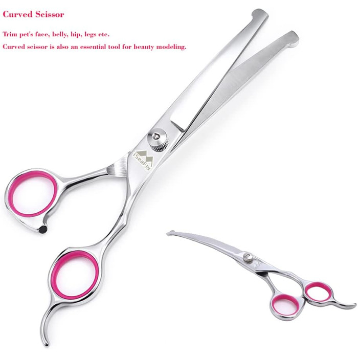 Набір ножиць для грумінгу собак 5 в 1, нержавіюча сталь, для догляду за шерстю, обличчям, носом, вухами (рожевий)