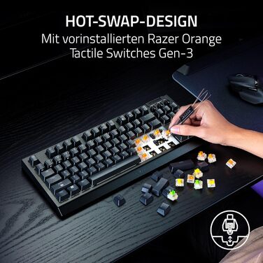 Механічна ігрова клавіатура Razer BlackWidow V4 TKL з зеленими перемикачами (RGB Chroma, 6 макро-клавіш, Doubleshot ABS-кейкапи, QWERTY US-розкладка)