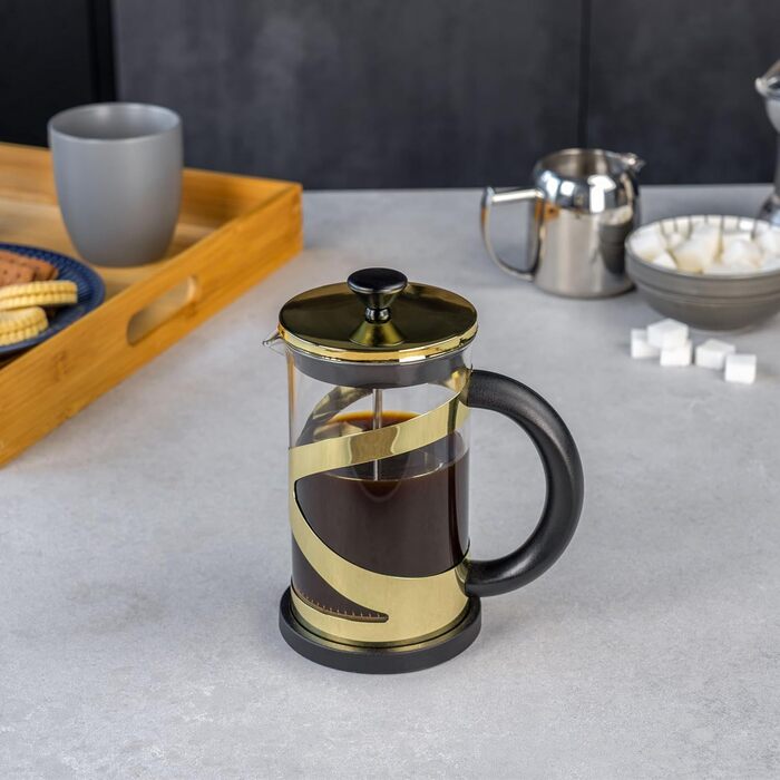 Кавоварка French Press Café Olé Classico, 800 мл, 6 чашок, нержавіюча сталь, золоте покриття, CM-08G