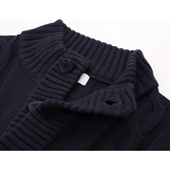 Чоловічий кардиган PJ PAUL JONES з в'язаним візерунком коси, на ґудзиках, з ребристою стійкою, темно-синій, XL