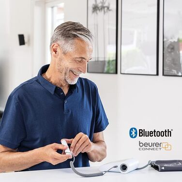 Beurer BM 96 - тонометр з ЕКГ, вимірювання артеріального тиску та пульсу на плечі, для виявлення фібриляції передсердь (AFib) та профілактики інсульту, обхват плеча 22-42 см, з ЕКГ-сенсором та індикатором спокою