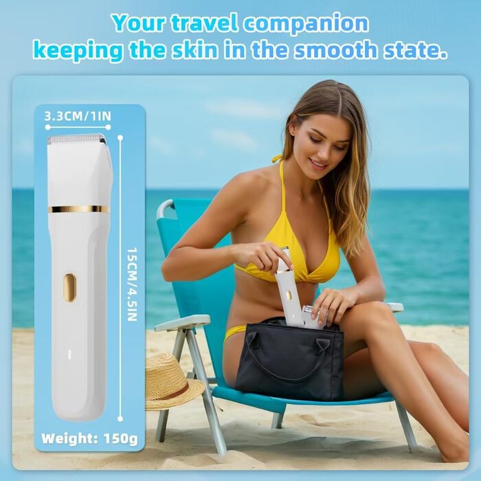 Електричний жіночий тример 5-в-1: для тіла, обличчя, інтимної зони. Вологостійкий (IPX7), USB-C зарядка