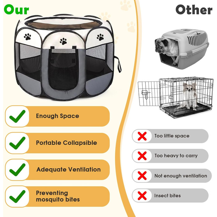 Складана переносна вольєр для собак та котів 74x74x43 см - ідеально для дому та вулиці