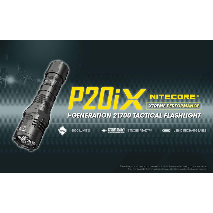 Ліхтарик Nitecore P20iX 4000 Люмен з акумулятором та зарядкою