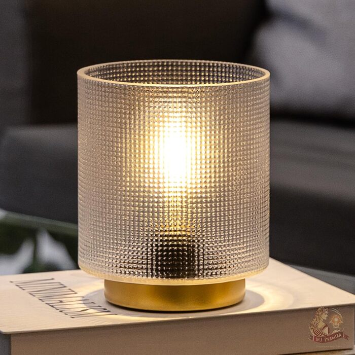 Бездротова настільна лампа з таймером, вінтажний дизайн, скло, LED, для дому та вулиці, сірий колір, розмір L