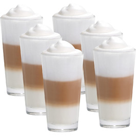 Vitrea 6-Piece Latte Macchiato/Coffee Glasses Set - 370ml, 6 Drinking Straws 23 cm, 1 Brush (6 Glasses Neutral 370ml)