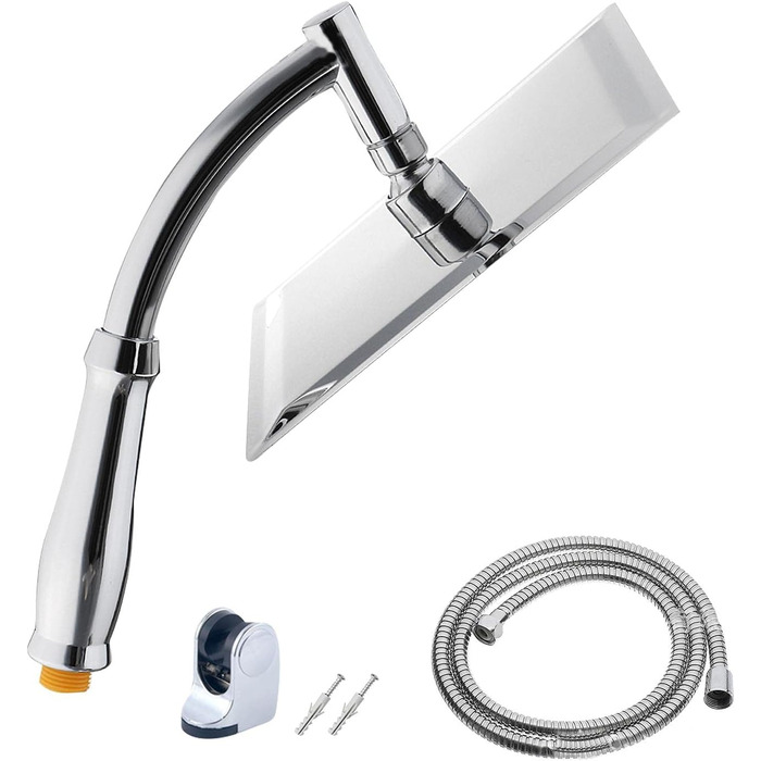 POHOVE Shower Head with Hose, Spray Patterns Shower Sprayer with Hose 1.5m, 360 Degree Adjustable Large Shower Head Handheld Shower, Rain Shower Head, Universal Shower Sprayer for Bathing and Spa (Size: 8inch)