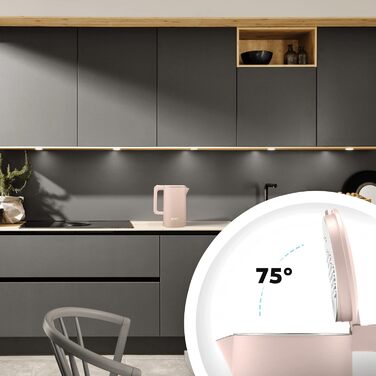 Balter Stainless Steel Kettle WK-4, 1.7 Liter, Electric Kettle, Double-Walled Design, BPA Free, LED, Compact Tea Kettle, Quiet (Black) (Pink)