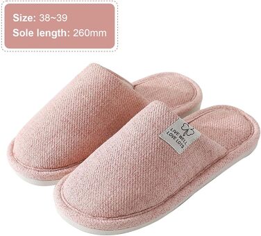 Зимові тапочки з льону, дихаючі, для дому, готелю, для жінок та чоловіків, неслизькі, рожеві, 38/39 EU