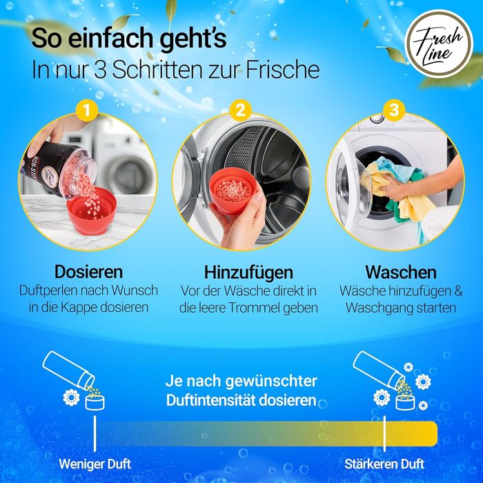 Парфумовані перли для прання Freshline, ароматизатор для пральної машини «Свіжа бавовна», 6 x 300 г