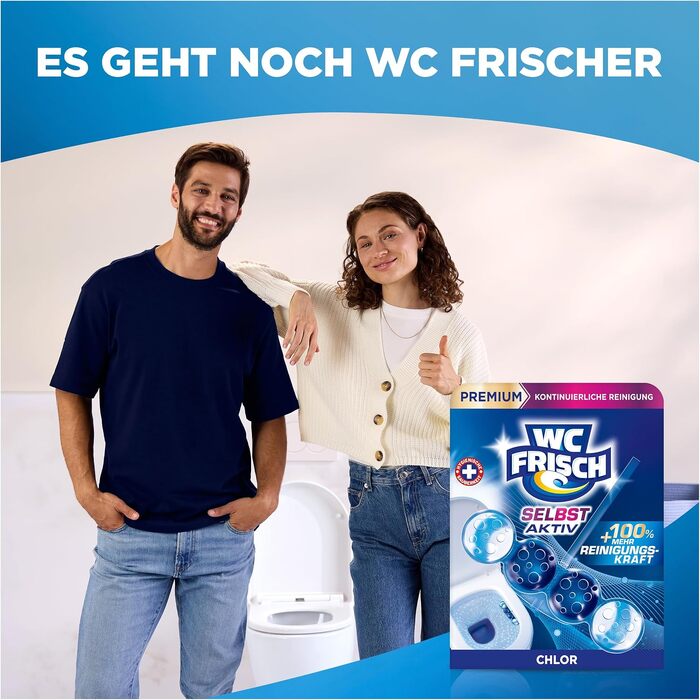 Освіжувач для унітаза WC Frisch Selbst Aktiv Chlor Blauspüler, 4в1, підвісні блоки (10 шт)