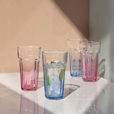 TREND FOR HOME Gigi Secret Pastels Large Drinking Glasses 630 ml, Set of 6 Cocktail Glasses, XXL Long Drink Glasses, Dishwasher Safe, Perfect for Home