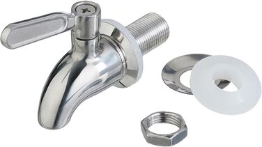 Диспенсер для напоїв Relaxdays з вставкою для фруктів, 4 л, кран та кришка, глечик, скло, метал, прозорий