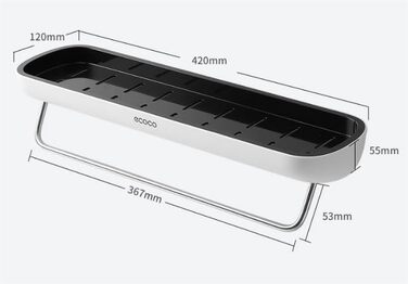 Self-adhesive Bathroom Shelf without Drilling, with Removable Towel Bar, Easy Assembly, Wall Mounting, Shower Caddy, Compact Storage Shelf for Bathroom and Kitchen, Grey