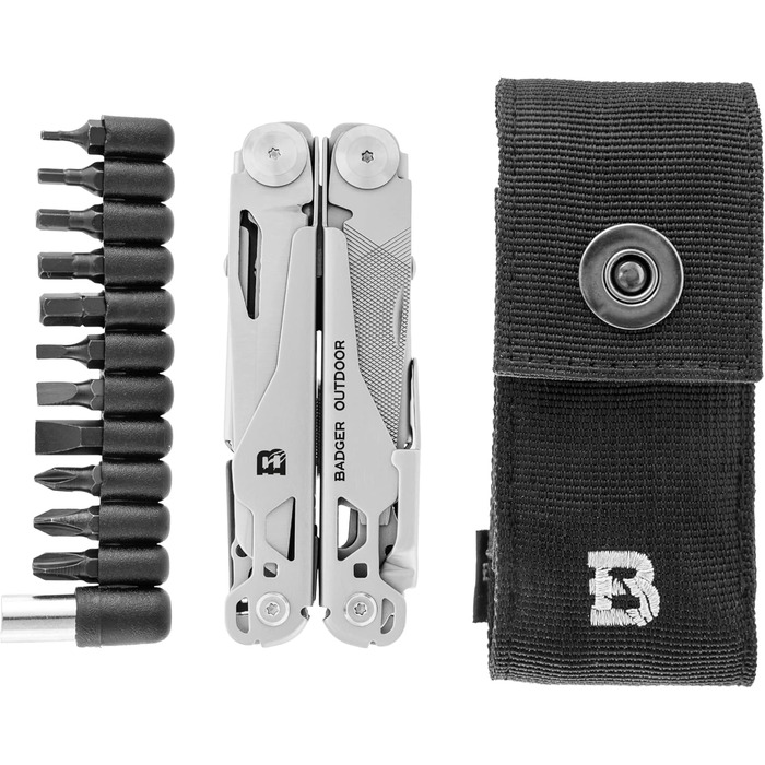 Багатофункціональний інструмент Solid Black 16-в-1 - ніж для виживання, туристичний інструмент з бітами - подарунок для чоловіків