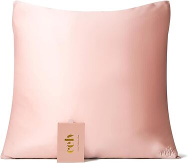 Célv Luxury Silk Pillowcase/Pillow Cover with Hidden Zipper/100% Mulberry Silk Pillow Cover / 1 Piece / 22 Momme/Gift Packaging REUSABLE (80 x 80 cm, Rose Gold) 16 x 11 cm, 1 Piece Rose Gold