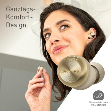 Technics EAH-AZ100E-S Бездротові навушники з активним шумозаглушенням, 10 мм драйвер, Bluetooth Multipoint, AI Voice Focus, срібні