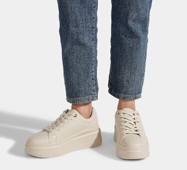 Жіночі кросівки на платформі LUCKY STEP, стильні кеди, класичні повсякденні туфлі, штучна шкіра, зручне взуття на кожен день (Бежевий, 37 EU)