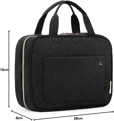 Сумка для косметики BAGSMART, дорожня косметичка з прозорим відділенням, чорна (M)