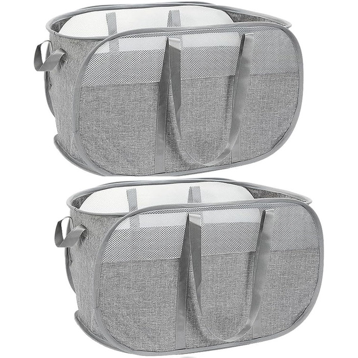 Pop-up Laundry Basket - Foldable Laundry Basket, Breathable Honeycomb Mesh Laundry Basket, Space-Saving, Suitable for Laundry Room Storage, and Travel (gray)