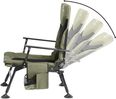 Крісло розкладне CampFeuer Angelstuhl мохово-зелений/чорний, регульоване по висоті, для кемпінгу, риболовлі та подорожей