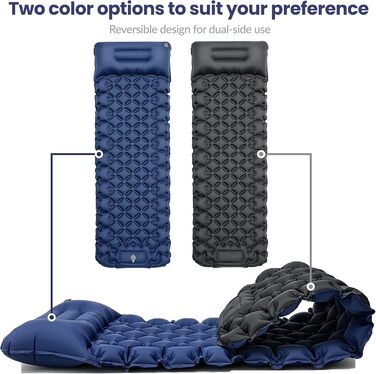 Саморозгортальний килимок Isomatte 8 см, Ultraleicht з подушкою та насосом для ніг, 198 x 68 см, портативний, компактний, для кемпінгу, подорожей, піших прогулянок