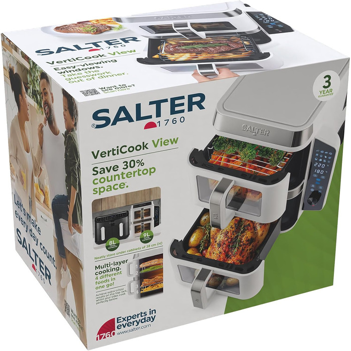 Фритюрниця Salter VertiCook View з вертикальною подвійною шухлядою, 9л, 12 функцій, без PFAS