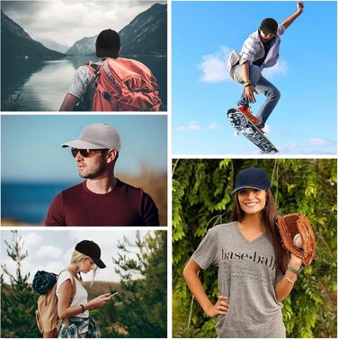 Кепки бейсбольні для чоловіків та жінок, 3 шт. Регульовані кепки з бавовни, з білим краєм для гольфу, бігу, спорту на відкритому повітрі, синій+сірий+чорний