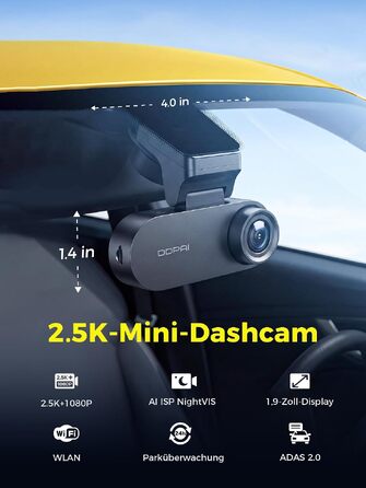 Автомобільний відеореєстратор DDPAI N2 Dual (передній та задній), роздільна здатність 2.5K + 1080P, 1.9