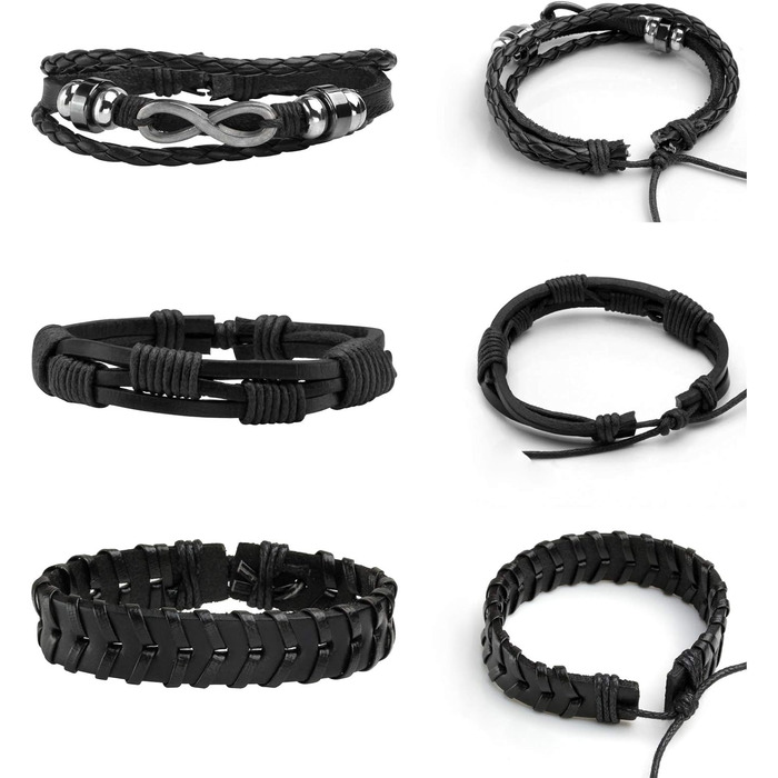 Чоловічий плетений браслет з екошкіри Milakoo, набір браслетів та манжет для жінок та чоловіків