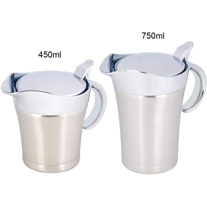 450 ML / 750 ML 304 Stainless Steel Thermosoße Pot Double-Walled Insulated Saucepan Serving Pot Bucket for Juice Tomato Sauce Kitchen Supplies (450ML)