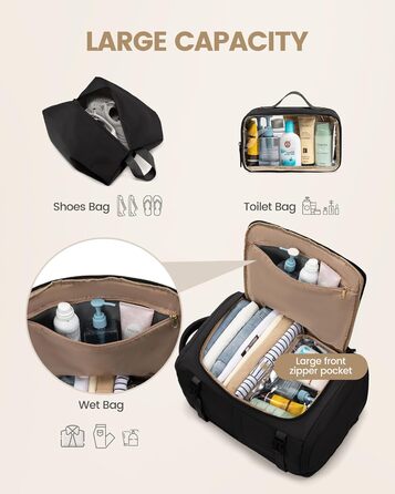 Чорний жіночий рюкзак LOVEVOOK 50L для подорожей, авіаперельотів та роботи, 17 дюймів