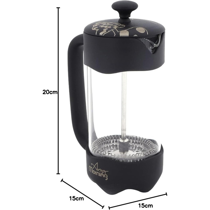 French Press Any Morning: кавоварка френч-прес з нержавіючої сталі та скла, 600/350 мл