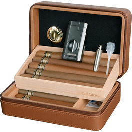 Чохол для сигар з натуральної шкіри, переносний вологозберегаючий гуморидор, для 6 сигар, подарунок для чоловіків (без сигар), темно-коричневий